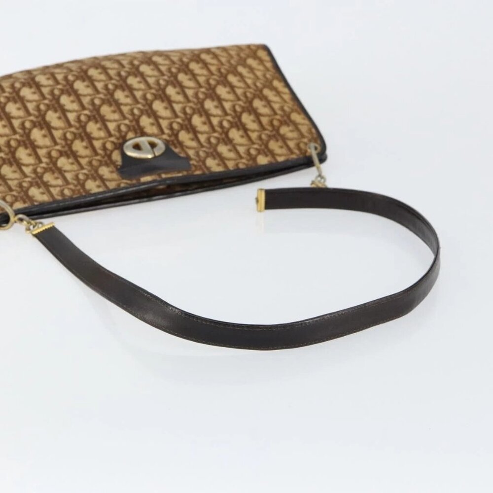 Christian Dior Trotter Canvas Shoulder Bag Brown Gold Auth 147503 - Picture 7 of 15